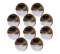 Solalite Pack of 10 Brown Decorative Wireless Garden Solar Lights Weatherproof Outdoor Fence Step Gutter Wall Lamps