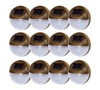 Solalite Pack of 12 Brown Decorative Wireless Garden Solar Lights Weatherproof Outdoor Fence Step Gutter Wall Lamps