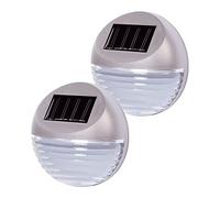 Solalite Pack of 2 Silver Decorative Wireless Garden Solar Lights Weatherproof Outdoor Fence Step Gutter Wall Lamps