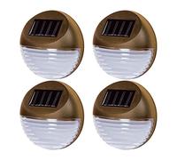 Solalite Pack of 4 Brown Decorative Wireless Garden Solar Lights Weatherproof Outdoor Fence Step Gutter Wall Lamps