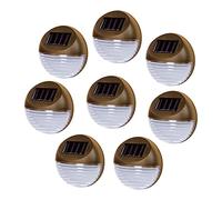 Solalite Pack of 8 Brown Decorative Wireless Garden Solar Lights Weatherproof Outdoor Fence Step Gutter Wall Lamps