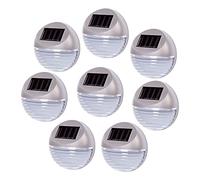 Solalite Pack of 8 Silver Decorative Wireless Garden Solar Lights Weatherproof Outdoor Fence Step Gutter Wall Lamps