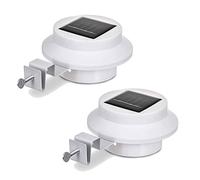 Solalite Solar Gutter Light Outdoor Solar Security Lights Superbright with Panel Black Shell Fence Wall Lamp Garden Wall Lobby Pathway Lamp (White, 2 Pack)