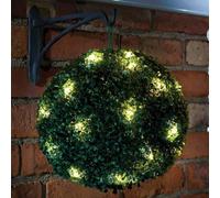 Solalite Solar Powered Topiary Ball - 20 Led Flower Lights - Dual Function Garden Sphere - Artificial Hanging Lights - Plant Hanging Topiary Ball Lights - Green - Pack of 1
