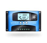 SolaMr 100A Solar Charge Controller, 12V/24V Solar Panel Battery Charge Regulator with LCD Display and Dual USB Port - 100A