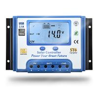 SolaMr 30A Solar Charge Controller 12V/24V Intelligent Regulator with LCD Display and Double USB Port for Solar Panel Battery - ST6-30A