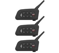 SolaMr V4 Plus Helmet Bluetooth Headset, Motorcycle Intercom, Motorbike Helmet Bluetooth 5.1 with CVC Noise Reduction, FM Radio & 4-Way Intercom up to 1500M - 3 PACK