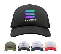 Solana Logo Trucker Cap - Full Black - Adult - Sol Cryptocurrency Hat - Solana Investor Gift Idea - Solana Logo Hat - Crypto Investor Dad Gift Hat - Crypto Trader Gift Idea for Office Colleagues