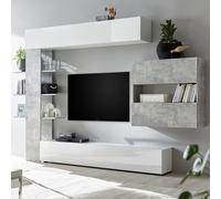 solana white high gloss wall entertainment unit in cement