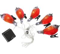 Solar Acrylic Robin Bird String Lights 5pcs, Waterproof LED Outdoor Garden Patio Party Decoration with Clips