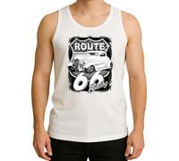Solar Activated Tank Top for Men - UV Reactive Color Changing Shirt Sunlight Responsive Graphic, Route 66 White, Medium