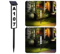 Solar Address Sign,House Numbers for Outside Light up LED Illuminated Home Number 2-Color Lighting Modes Solar Powered House Numbers, Waterproof Lighted Address Plaque for Yard Home