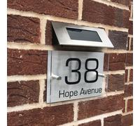 Solar Address Sign Lamp, Solar House Number Plaque With 18 LED Dual Color Modes, for Outdoor Gate Fence Wall Yard Street Park