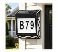 Solar Address Sign,Solar House Numbers Address Sign,Tricolor & Brighter Address Plaque for Outside,Auto On/Off, Waterproof for Yard Home Street