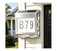 Solar Address Sign,Solar House Numbers Address Sign,Tricolor & Brighter Address Plaque for Outside,Auto On/Off, Waterproof for Yard Home Street
