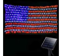 Solar American Flag Lights Outdoor 420 LED US Flag Net Lights 6.5 x 3.28 Ft