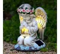 Solar angel garden figures,prayer angel solar light,WaterproofSolar Angel Statue6~12 hours,Solar Light Outdoor Cemetery,garden decoration figures 20.5cm×15.5cm×14cm.