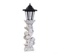 Solar Angel Garden Statue With Light, 3 for cherubs Resin Figurine | Resin Construction, 38cm Tall, Warm Glowing Lantern, 3 Cherub Design, for ideal For Yard Patio Lawn Memorial Decor