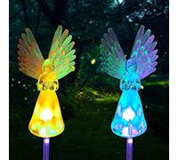 Solar Angel Light, Colorful Solar Garden Lights, Waterproof Outdoor Path Angel Stake Lights, LED Lawn Decorative Light for Outdoor Patio Yard Landscape Cemetery Grave
