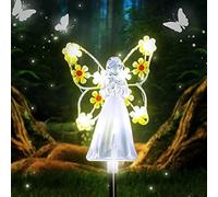 Solar Angel Lights, 2023 New LED Waterproof Garden Decoration, Multi-Color Changing Angel Decorative Lights for Cemetery Grave Yards Patio Outdoor Decoration Memorial Gifts, qzjijosen (Yellow)