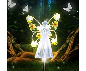 Solar Angel Lights, 2023 New LED Waterproof Garden Decoration, Multi-Color Changing Angel Decorative Lights for Cemetery Grave Yards Patio Outdoor Decoration Memorial Gifts, qzjijosen (Yellow)