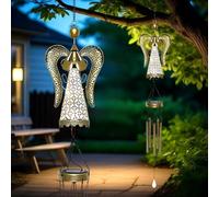 Solar Angel Wind Chimes - 36.6" Retro Angel LED Wind Chimes, Metal Solar Fairy Hanging Wind Chimes Lights, Gifts for Home, Outdoor, Yard, Patio, Garden Decor