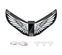 Solar Angel Wings LED Car Ambient Light, Multi-Color Warning Window Light | 7.87x4.33 in (20x11cm), Solar & USB Dual Charging (250mAh), Suction Cup Mount