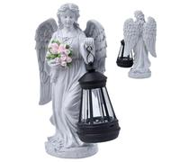 Solar Angels For Outside Garden,Small Resin Landscape Figure Decorative,weather-resistant Memorial Angel With Flower Statue For Garden Walkway Front Yard Porch Cemetery Patio Gravesite Landscaping