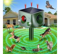 Solar Animal Repeller, 360° Ultrasonic Animal Repellent, 7 Modes Animal Repellent for Garden, IP66 Waterproof Animal Deterrent Devices Outdoor, Repels Cat, Dog, Rat, Squirrel, Deer, Rabbit, Raccoon