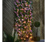 Solar Artificial Fence Screening 90x180cm Light Up Expandable Garden Trellis Panel Solar Lights Hedge Screening with Pink Flowers, Privacy Fence Screen for Garden, Garden Screening for Fence Backyard