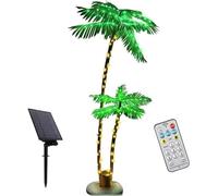 Solar Artificial Palm Tree,6' 3.3' Glowing Lighted Palm Tree with 8 Modes for Tiki Bar Decor,Simulation Tropical Palm Tree Light for Yard Outside Home Beach Pool Party Decorations (2 Trunks)