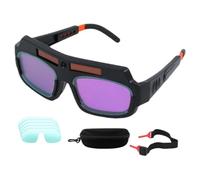 Solar Auto-Darkening Welding Goggles - Eye Protection with Smart Light Control, True Color Welding Glasses with Replacement Lenses, Protective Pc Lens, Anti-Flog Anti-Glare(True Color Lenses)