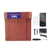 Solar Automatic Chicken Coop Door, Double Open Type Remote Control Timing Door for Chickens Ducks Geese Farm, Light - Sensing & Anti - Pinch Safety with LED Display and IP45 (Bronze)