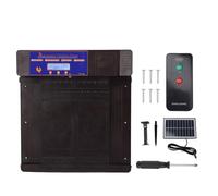 Solar Automatic Chicken Coop Door, Double Open Type Remote Control Timing Poultry Door, LED Display Screen with Anti Pinch Safety, Light Sensing for Chickens Ducks Geese, (Dark Brown)