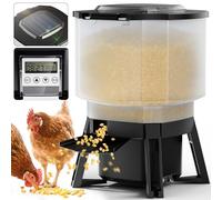 Solar Automatic Chicken Feeder with Timer, 20lbs PVC Poultry Feeder No Waste, Rat Proof Chicken Automatic Feeder with LCD Display, 6 Programmable Feeding Times (0-20s/Slot), 3 Throw Distances