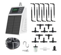 Solar Automatic Drip Irrigation System, DIY Self Watering System with Timer, 10m/33FT Hose, Solar Powered Auto Irrigation Kit for Garden, Potted Plants, Greenhouse, Patio, Indoor & Outdoor Use