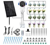 Solar Automatic Drip Irrigation System, Drip Irrigation Kit Garden Watering System with Timer Plant Watering System Drip Irrigation System Supports 15 Pots Plants for Indoor & Outdoor