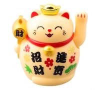 Solar Automatic Lucky Cat Cute Cat Decoration for Car, Home and Office Use (Yellow)