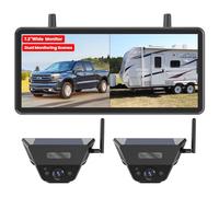 Solar Backup Camera Wireless for RVs and Trailers No-Installation - 7.2" HD 1080P Monitor,Dual Camera System, Strong Magnetic Scratch-Proof Rear View Camera for Trucks, Campers, SUVs, and Cars