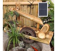 Solar Bamboo Fountain Kit - Outdoor Zen Water Wheel Garden Feature with Pump - Decorative Freestanding Water Fountain for Relaxation and Tranquil Spaces