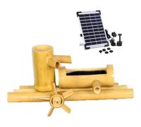 Solar Bamboo Fountain Kit with Water Wheel - Zen Feng Shui Pond Decoration for Backyard, Lawn, Bird Bath, Fish Tank - Eco-Friendly Bamboo Water Feature