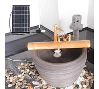 Solar Bamboo Fountain Kit - Zen Garden Water Feature with Pump for Outdoor Indoor Decor, Freestanding Landscaping Ornament for Backyard, Patio, Pond, Lawn