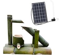 Solar Bamboo Fountain, Zen Garden Water Feature Kit, Freestanding Feng Shui Ornament, Outdoor Landscape Decoration, Natural Bamboo Waterfall for Patio, Pond, Backyard)