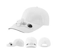 Solar Baseball Cap with Personalised Embroidery & Solar Fan Adjustable Cooling Hat for Men Women,Running Gardening Sun Hat White