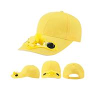 Solar Baseball Cap with Personalised Embroidery & Solar Fan Adjustable Cooling Hat for Men Women,Running Gardening Sun Hat Yellow