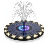 Solar Bath Fountain Solar Powered Water Fountain For Pool Smart Light Control 7 Color Modes 6 Replaceable Nozzles 7.09 Inch