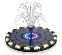 Solar Bath Fountain Solar Powered Water Fountain For Pool - Smart Light Control 7 Color Modes 6 Replaceable Nozzles 7.09 Inch