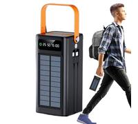 Solar Battery Bank - 120W External Battery, Portable Power Supply | 50,000 mAh Survival Gear with Built-in Light Cables, 4 Outputs, 3 Inputs for Mobile Devices