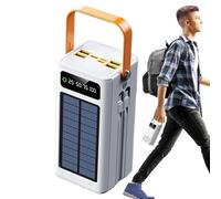 Solar Battery Bank, 120W External Pack with 50000mAh Capacity, Built-in Cables, Light, 4 Outputs and 3 Inputs for Mobile Devices, Survival Gear Road Trip, Hiking