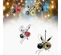 Solar Bee Lights Outdoor,Solar Hanging Insect Simulation Light, Outdoor Hanging Garden Lantern,for Patio Yard Pathway Backyard Balcony Porch Housewarming Gift (Red+Yellow)